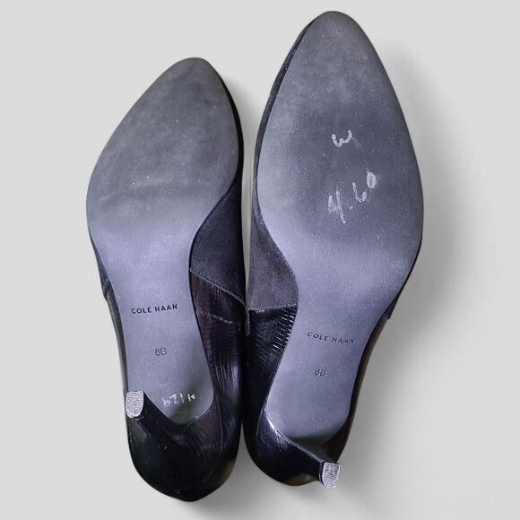 Cole Haan Maxfield Shootie ll Booties Womens Size 8B Black Suede/Reptile Leather - Picture 8 of 15